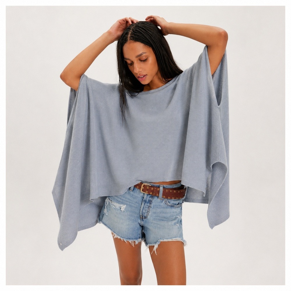 Lululemon Forward Fold Poncho Sweater Womens OS Gray Knit‎ Athleisure Layering